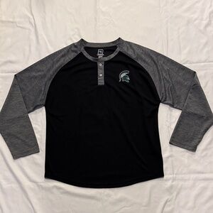Michigan State Spartans Pro Edge Black and Gray Men's Raglan Shirt XL